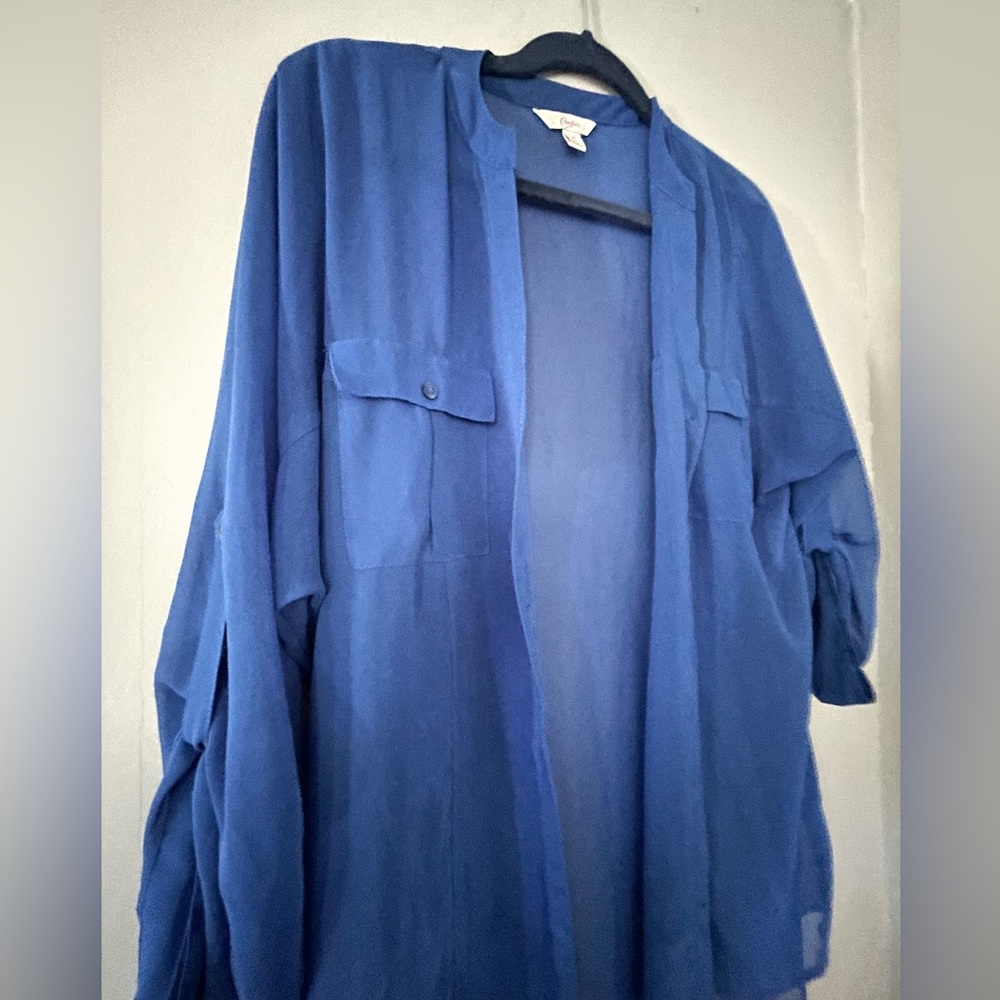 Sheer button down blouse - Picture 3 of 4